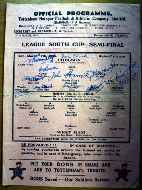 1949 Chelsea v West Ham FA Cup Programme