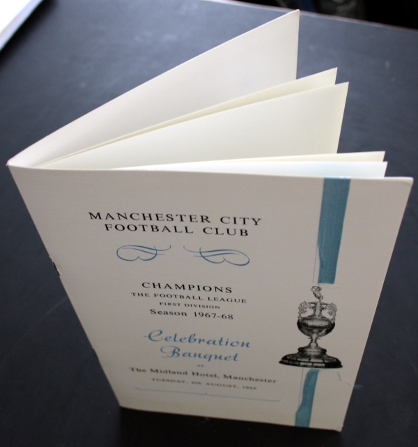 Manchester City 1967/8 League Champions Banquet Menu