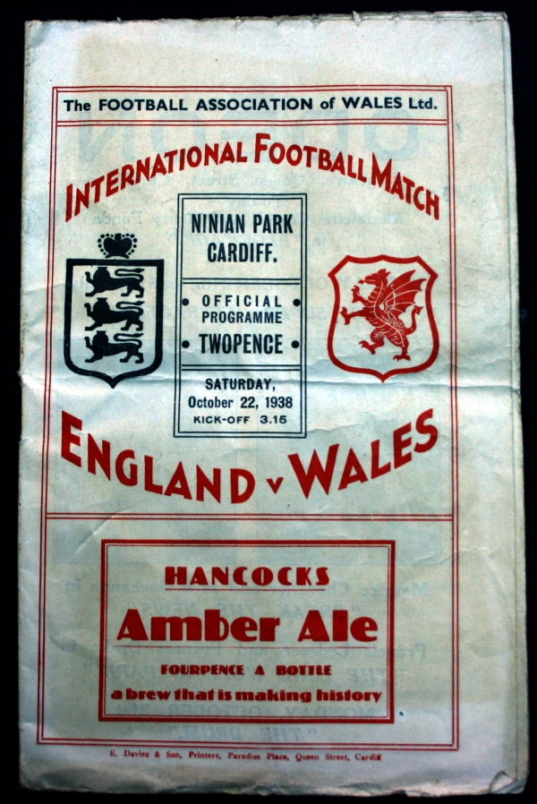 England v Wales 1938 Official Programme