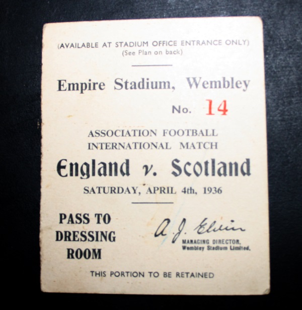 Scotland v England 1936 Player Pass
