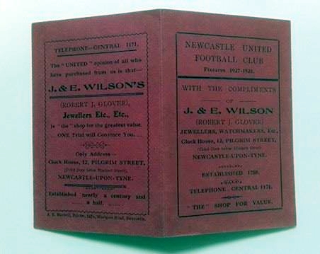 Newcastle United 1927/28 Fixture Card