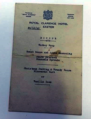 Exeter City Signed Dinner Menu 1946 front