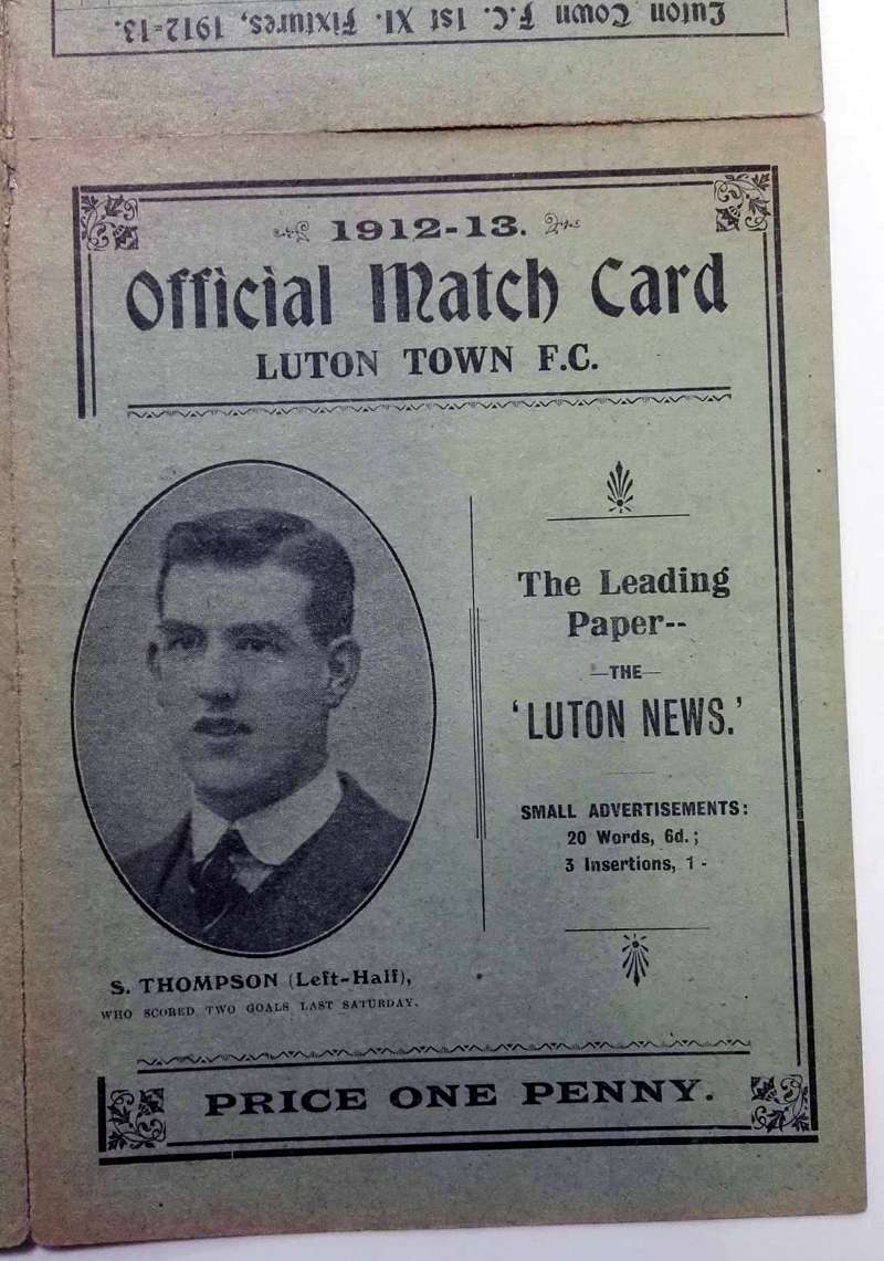 Luton Town v Cardiff City Dec 1912 Programme Close Up