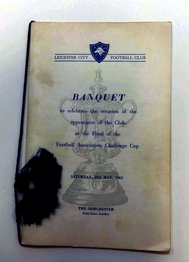 Signed Leicteser City FA Cup Final Dinner Menu 1963 front