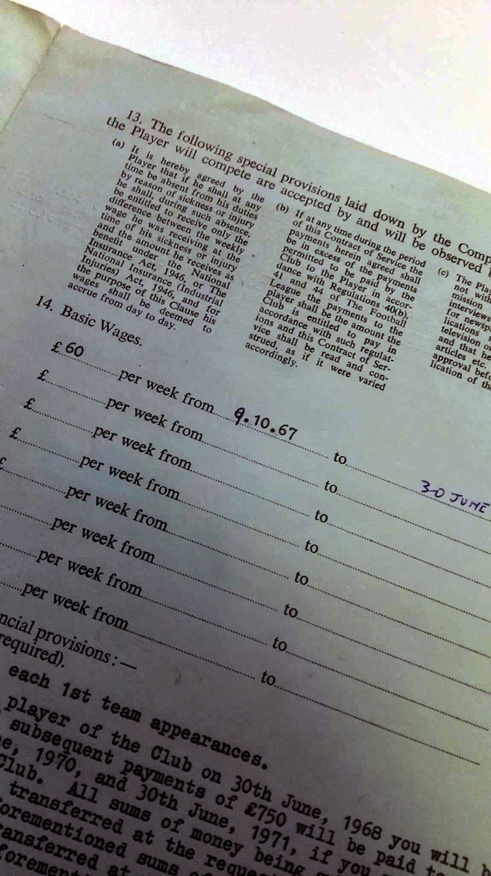 Francis Henry Lee Signed Player Contract Wage