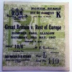 Great Britain vs Rest Of Europe May 1947 Ticket Front