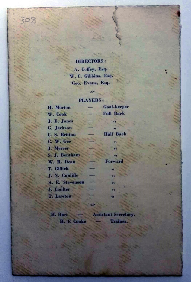 Jimmy Cunliffe EFC Tour Booklet 1937 Rear
