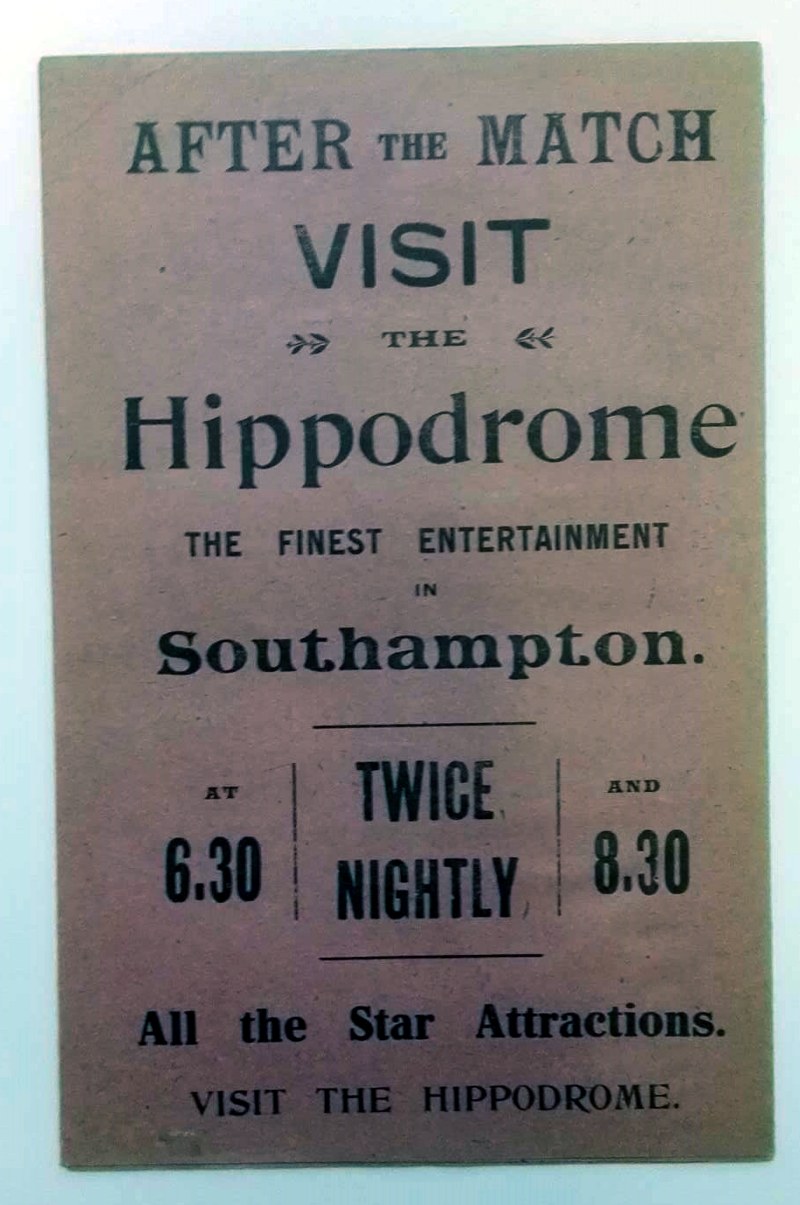 Southampton v Portsmouth March 1922 Programme rear