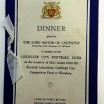 Signed Leicester City Dinner Menu Challenge Cup 1963 Front