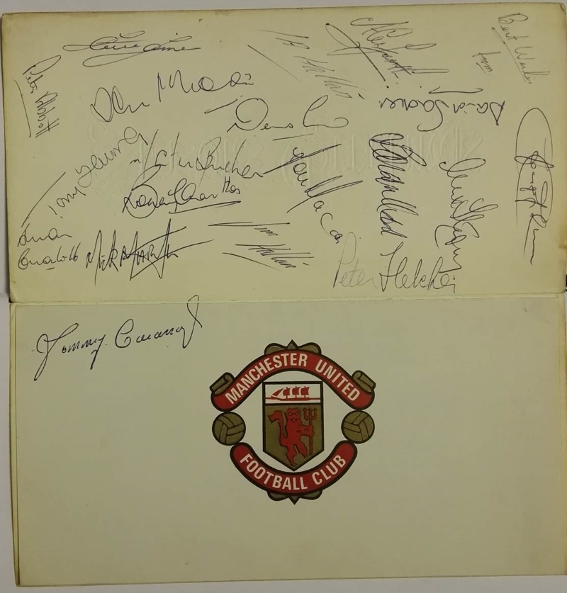 Signed Manchester united Christmas Card 1972 middle