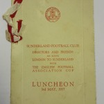 Sunderland FC 1937 FA Cup Celebration Dinner Menu Front