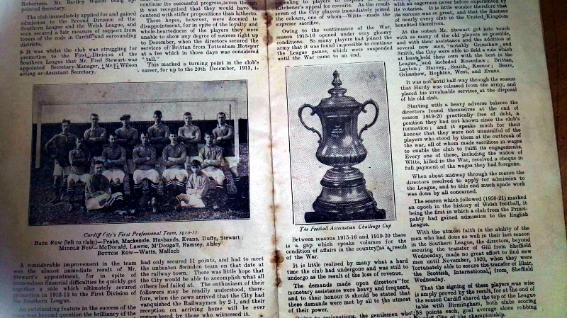 Cardiff City FA Cup Final 1925 Souvenir Programme Inner