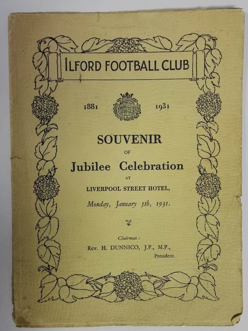 Ilford FC Jubilee Celebration Programme 1931 Front