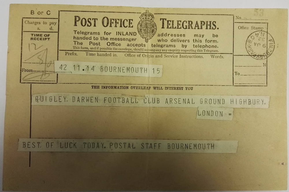 Darwen FC vs Arsenal FA Cup 1932 - Telegraph 2