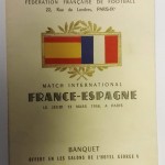 France vs Spain 1958 Signed Menu front