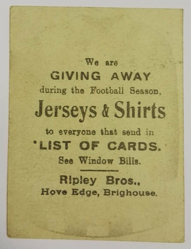 Ripley Bros Football Trading Cards - Rear