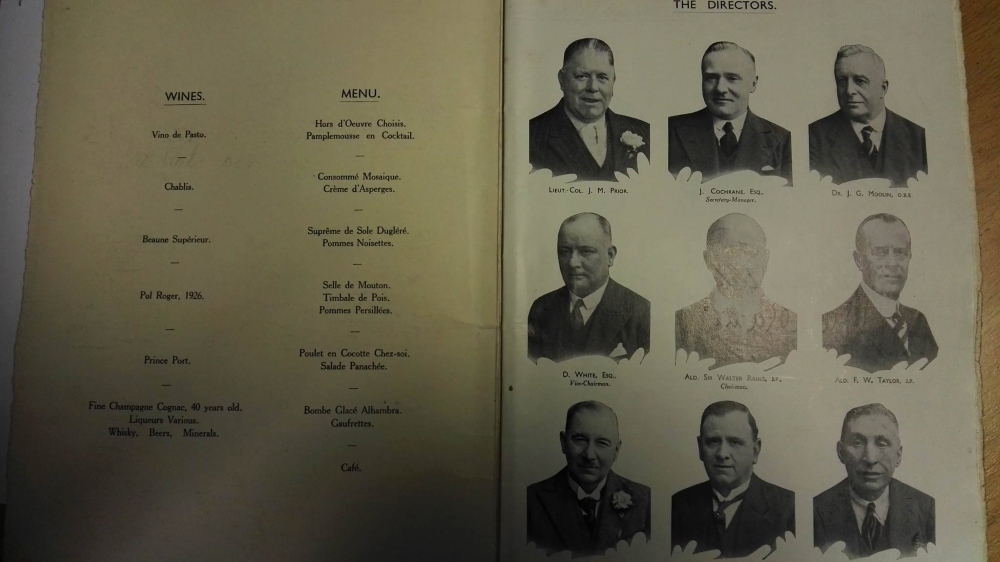 Sunderland AFC Signed Dinner Menu 1936 Inner