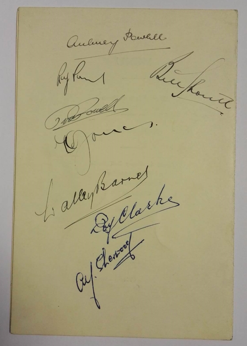 Wales vs Belgium Signed Banquet Menu 1949 - Rear