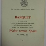 Wales vs Spain Signed Menu April 1961 Front
