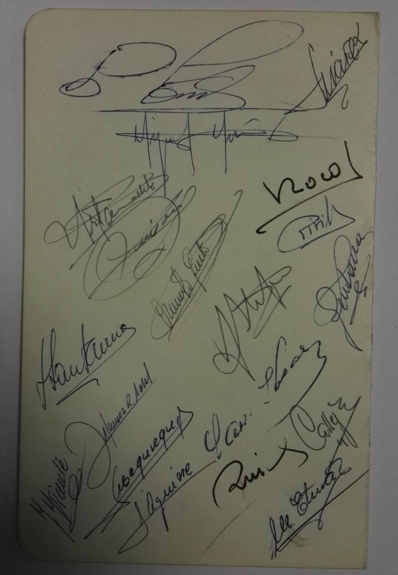 Wales vs Spain Signed Menu April 1961 Rear