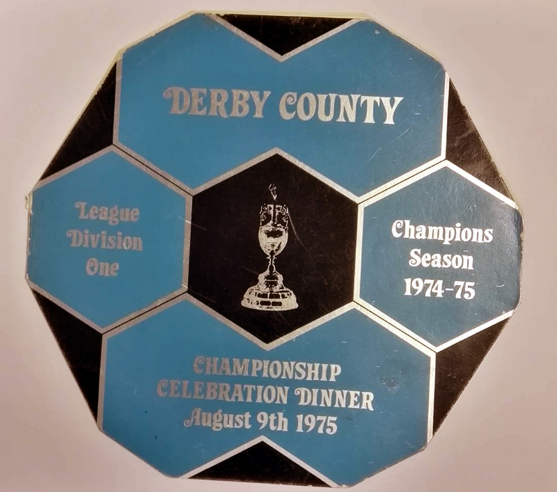 Derby County League Winners Dinner Menu 1975 Front