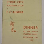 Stoke City vs FC Austria Signed Menu 1934