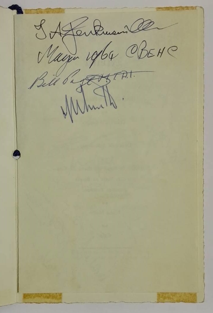 West Ham Challenge Cup Winners Dinner Menu 1964 Signed Inside Front