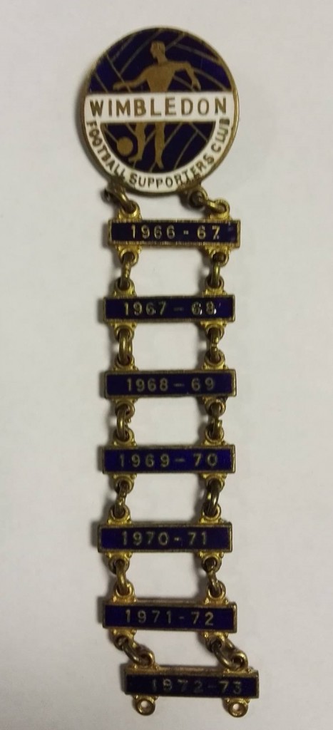 Wimbledon Supporters Club Badge 1966 - 72