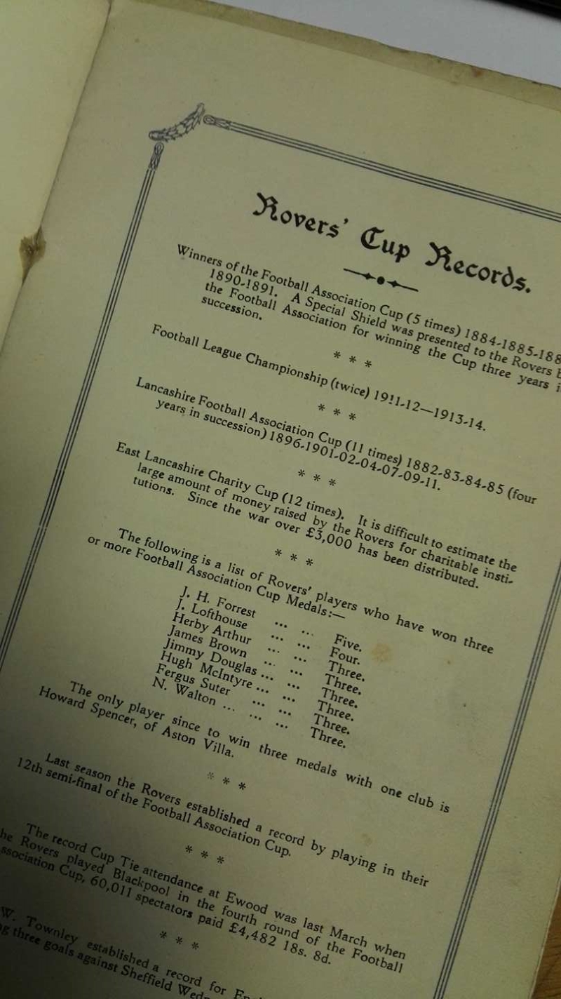 Blackburn Rovers Jubilee Dinner Signed Menu 1925  Inner