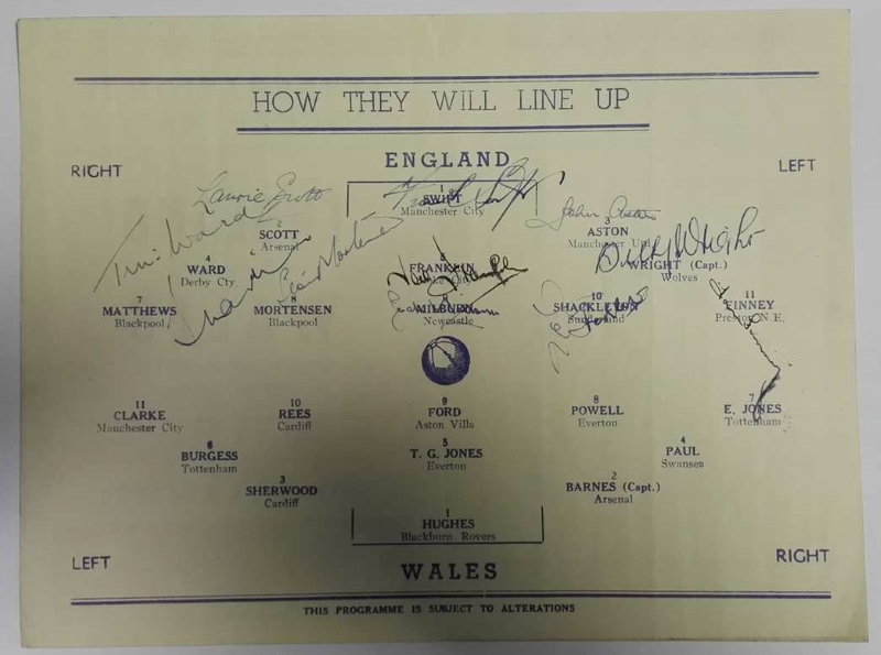 England vs Wales Signed Programme 1948 inner