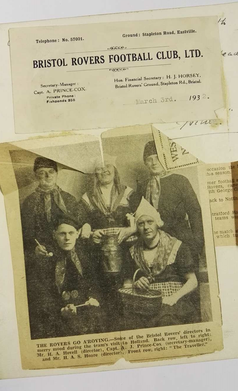 Bristol Rovers Autographs January 1932 - rear clipping