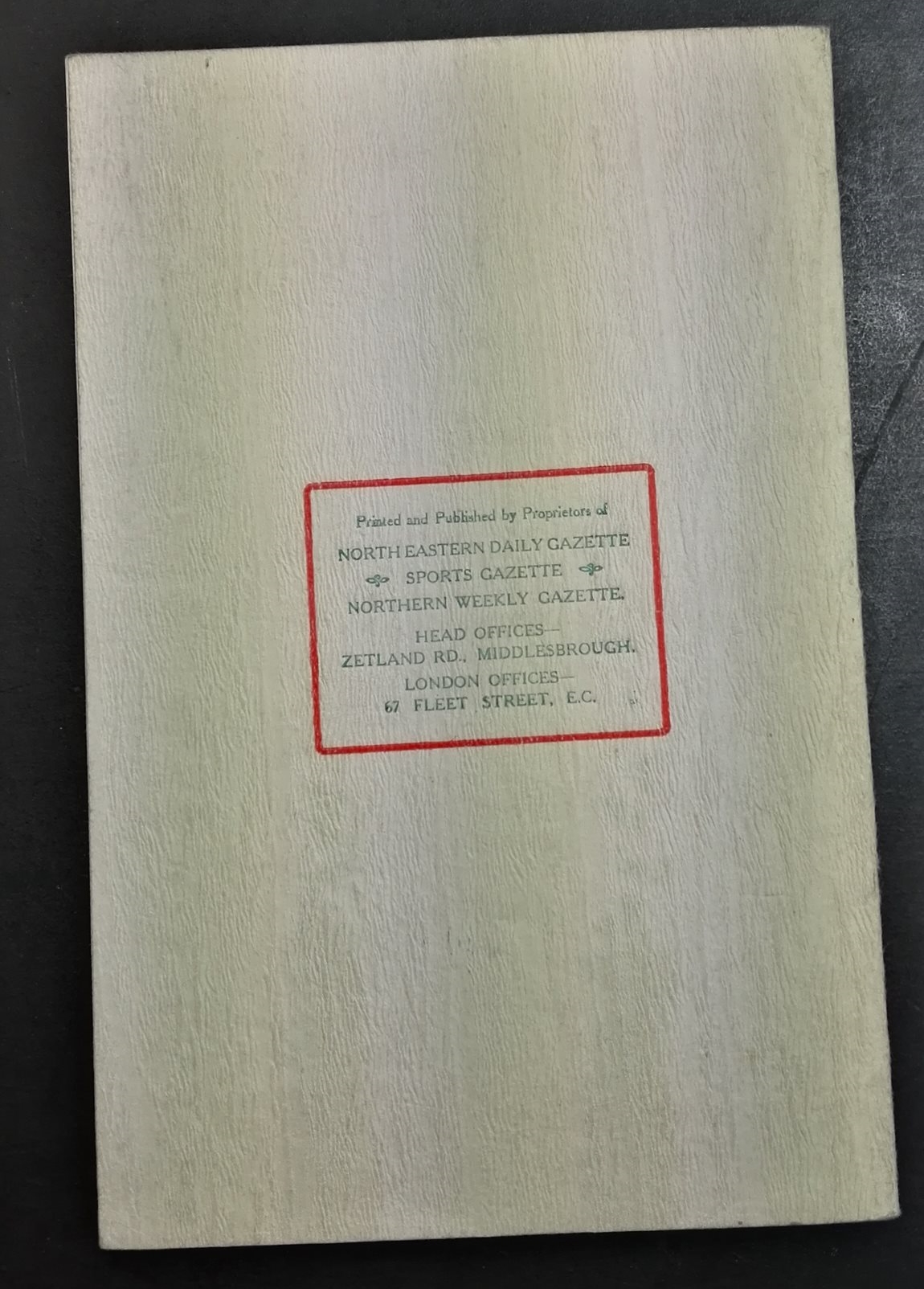 England vs Ireland Programme February 1905 - rear
