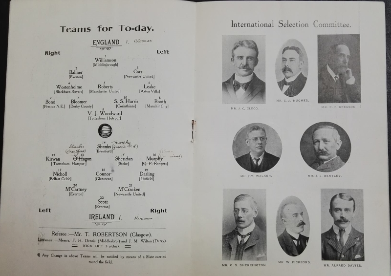 England vs Ireland Programme February 1905 - squads