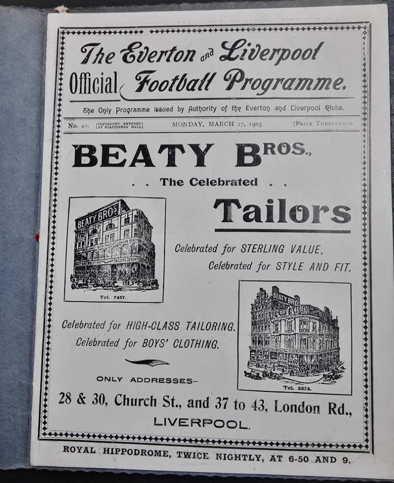 England vs Wales Programme March 1905 - inner