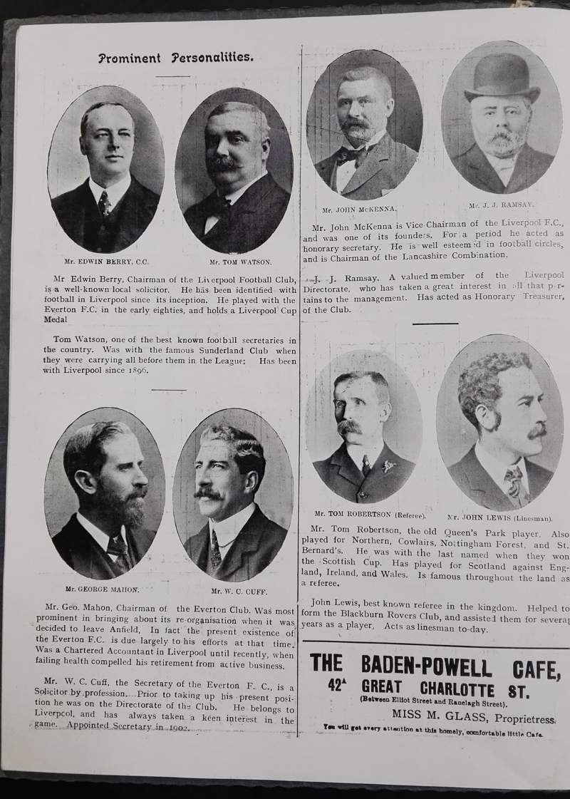 England vs Wales Programme March 1905 - prominent personalities