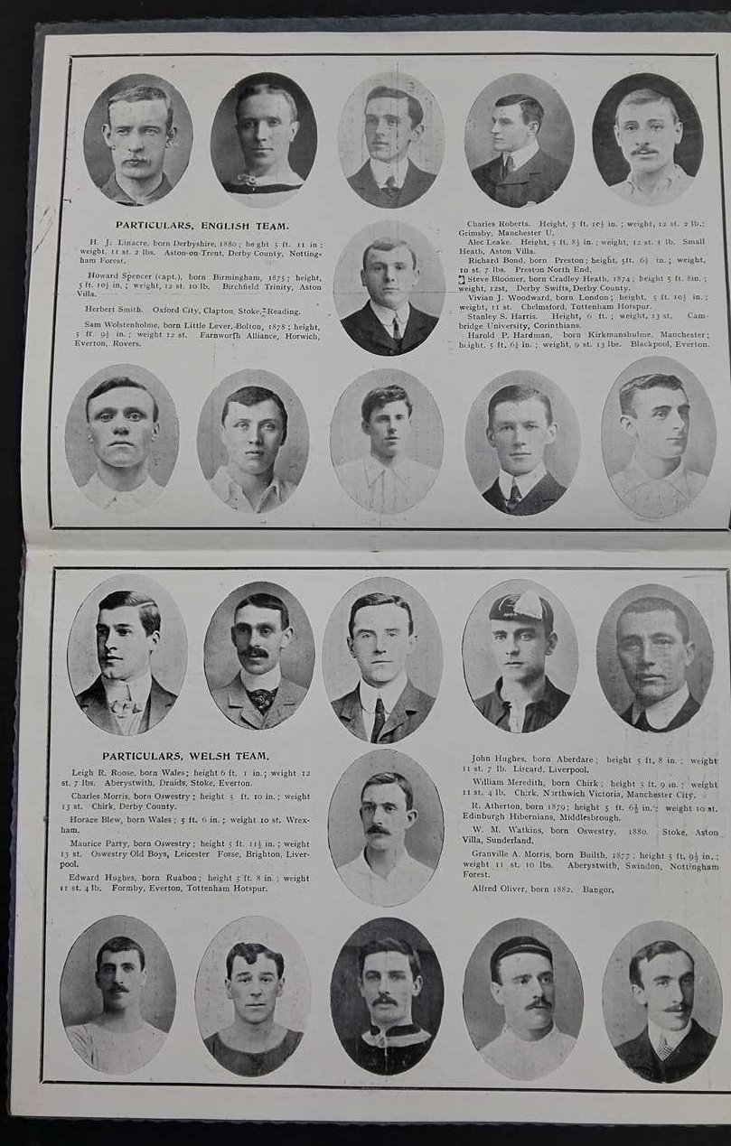 England vs Wales Programme March 1905 - teams