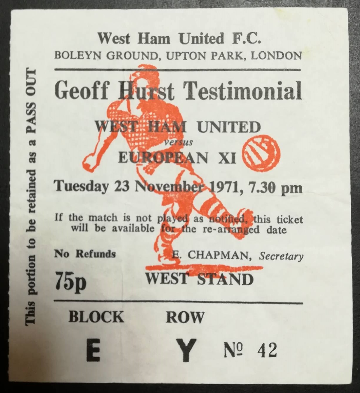 Geoff Hurst testimonial memorabilia