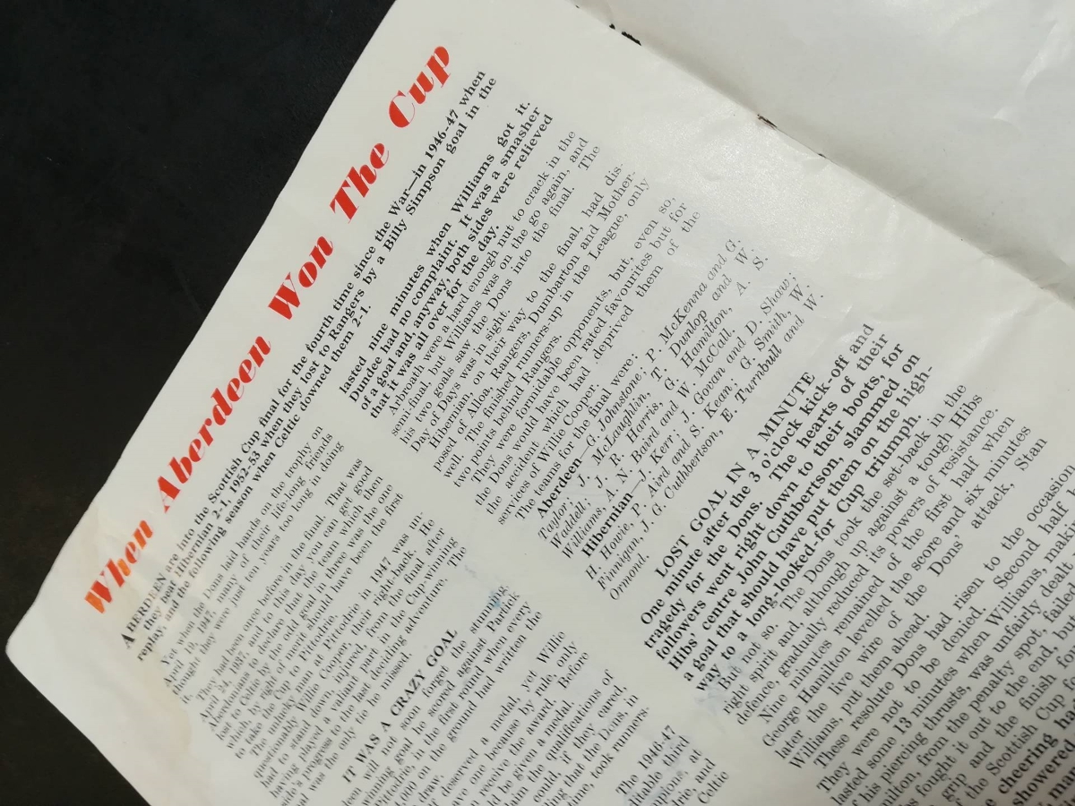 Scottish Cup Final 1959 Signed Programme - Dons info