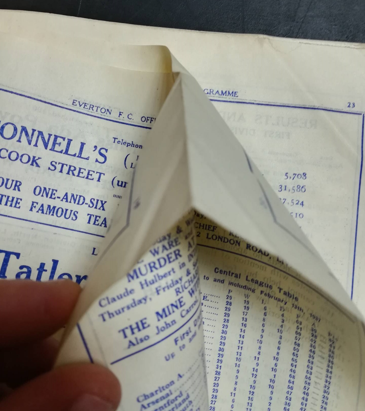 Everton vs Tottenham Programme February 1937 - error