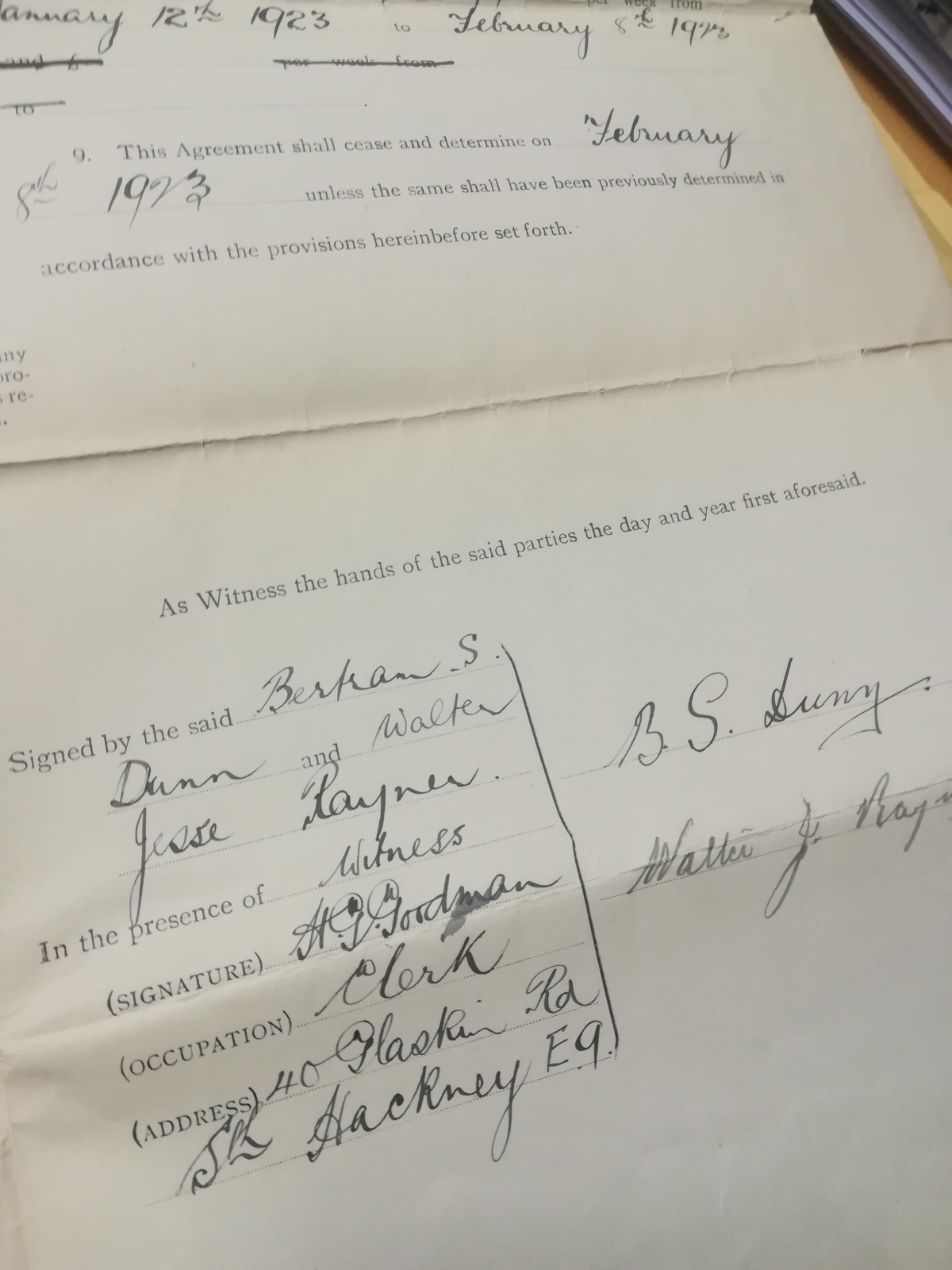 BS Dunn - Charlton Contact - 1923 - Signature