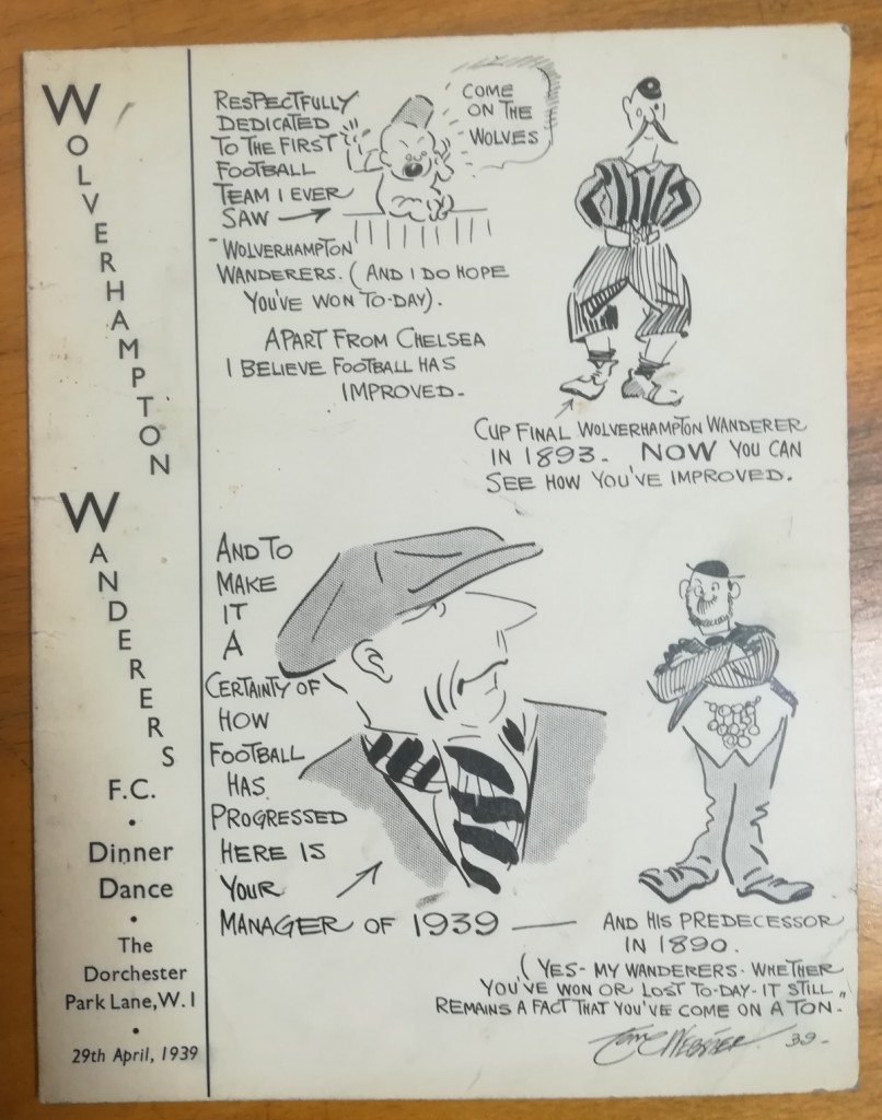 Wolverhampton Wanderers April 1939 Dinner Menu