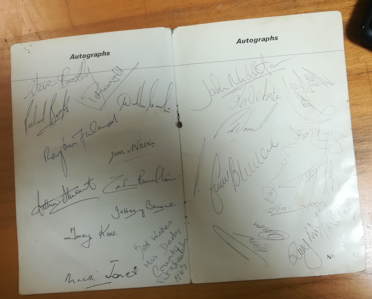 Signed Derby County League Winner Dinner Menu 1969 - Sigs
