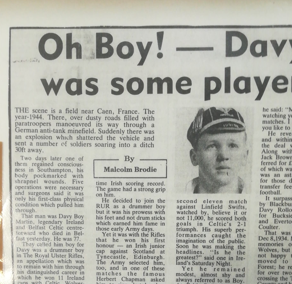 Davy Boy Martin Ireland Cap 1936-37 - Article