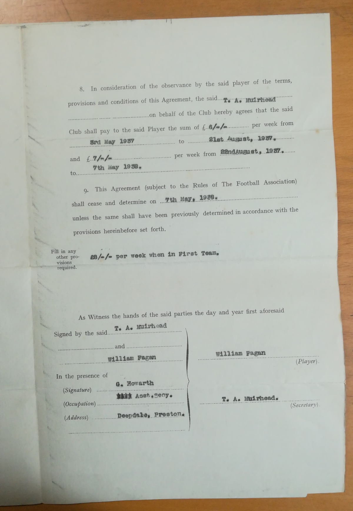 Willie Fagan - Preston Contracts x 2 - Inner