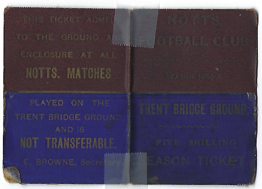 Notts County Season Ticket - 1886-87 - Front