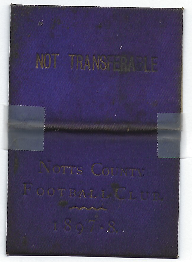 Notts County Season Ticket - 1897-98 - Front