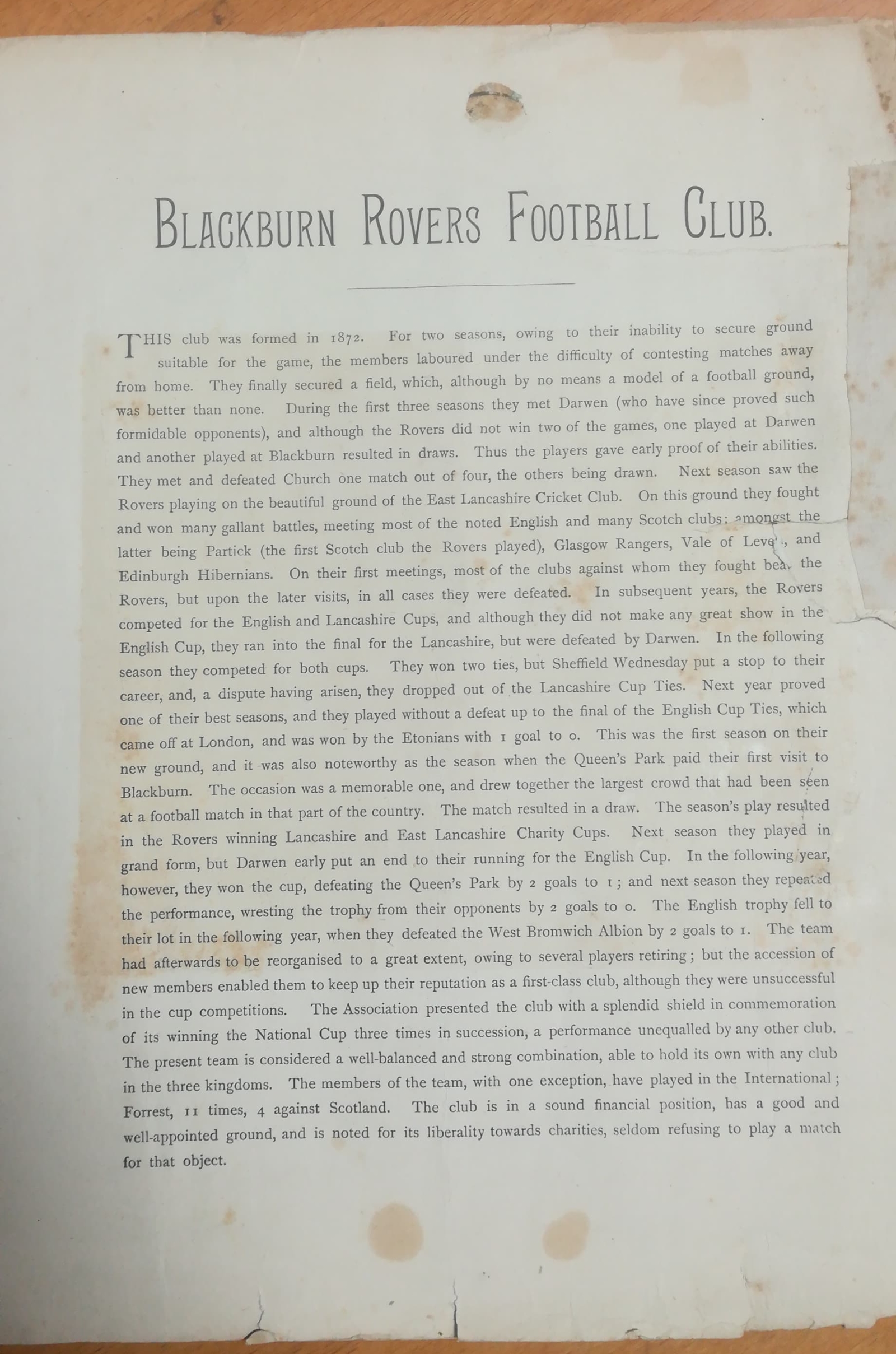 Pen & Pencil Special - Blackburn Rovers, 1889-90 - Inner