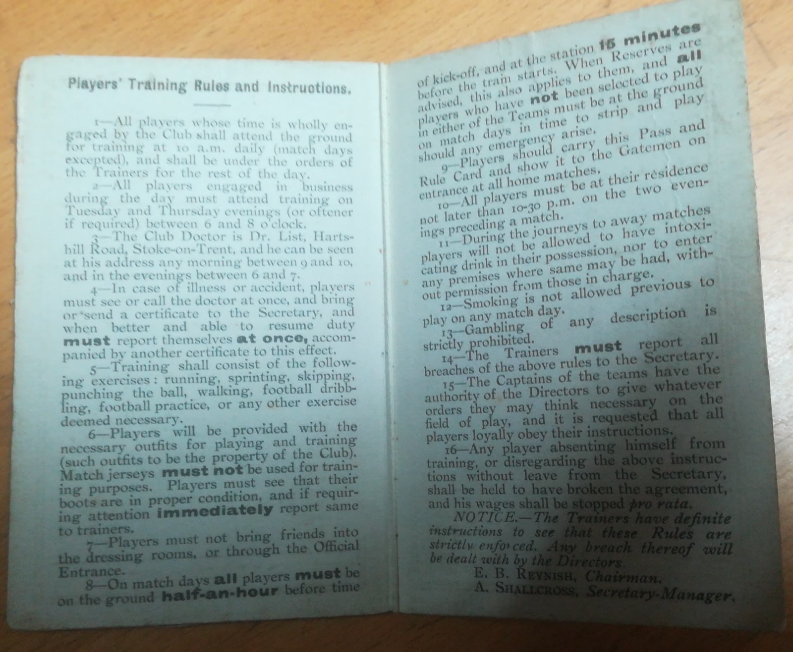 Stoke FC Player Pass - GH Brookes - circa 1920 - Inner