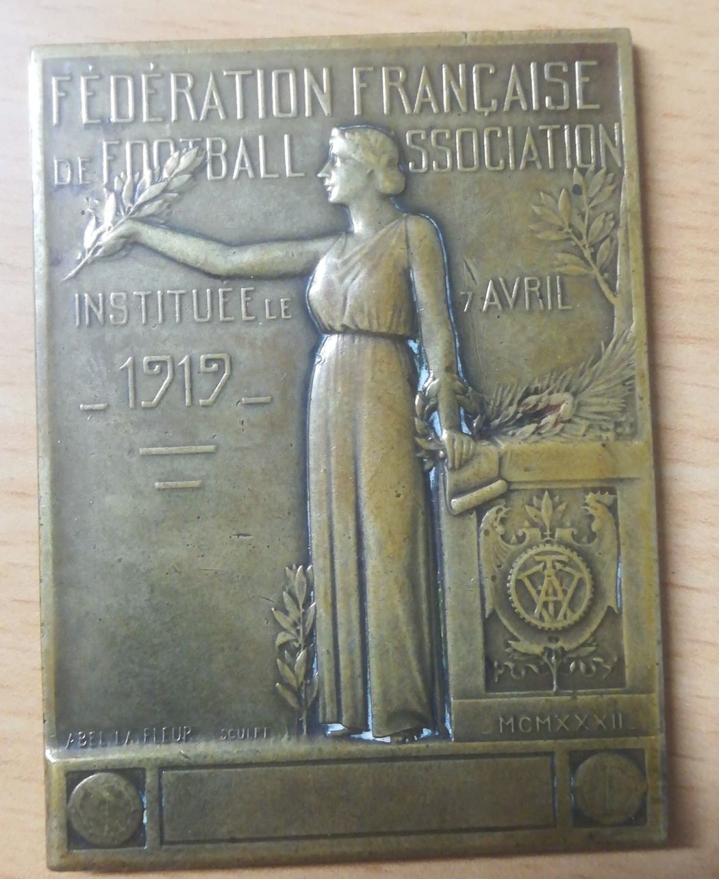 Freddie Warrn - Wales v France 1933 - Plaque only - Front