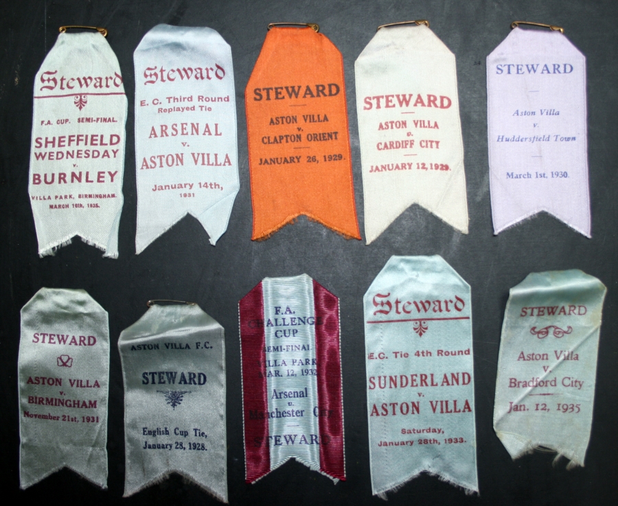 1920s & 30s Aston Villa Stewards Badge Collection